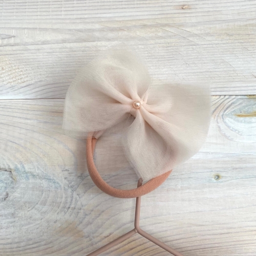 opaska z tiulowa kokarda dla niemowlaka