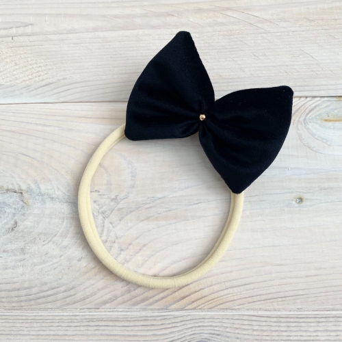 opaska dla niemowlaka, czarna kokardka aksamitna na swieta